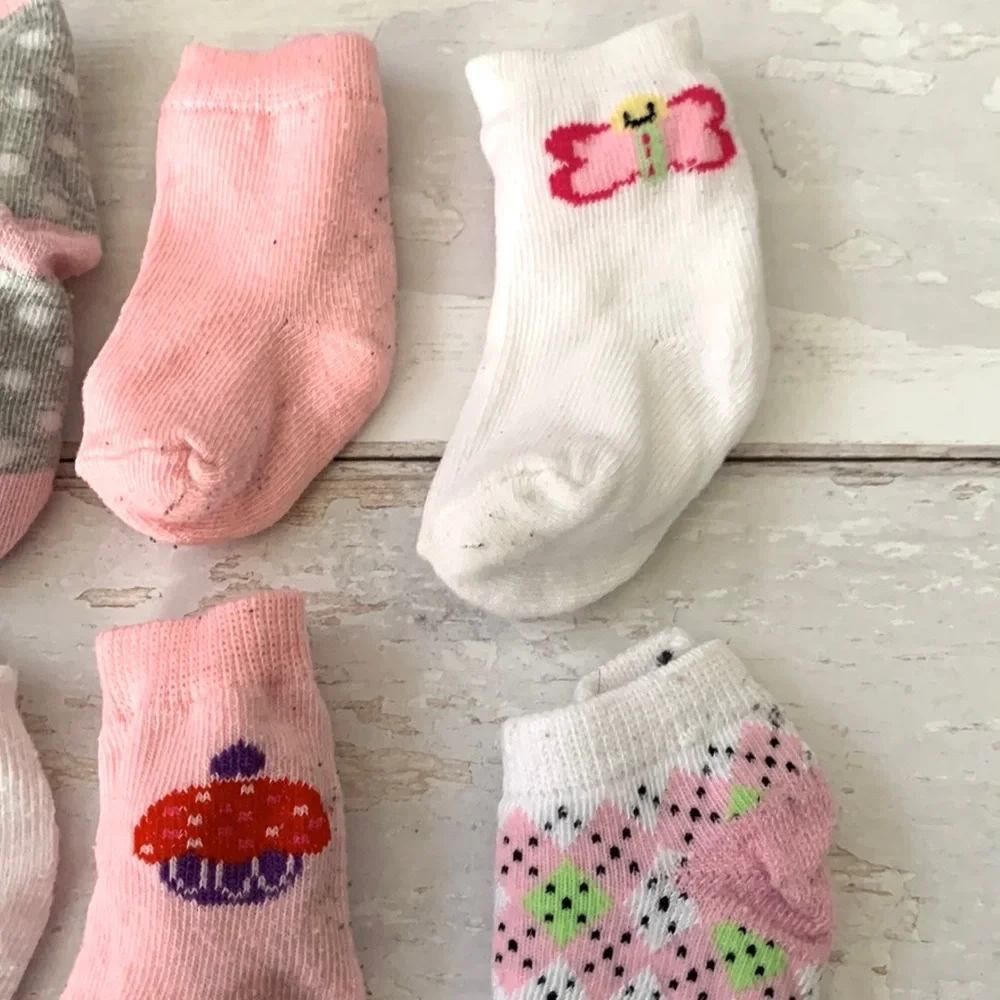 Baby Girl 6-12m Socks Bundle Set of 8 Pink White Assorted Brands